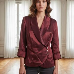 Lori Max Burgundy Evening Jacket with Rhinestones size 1X